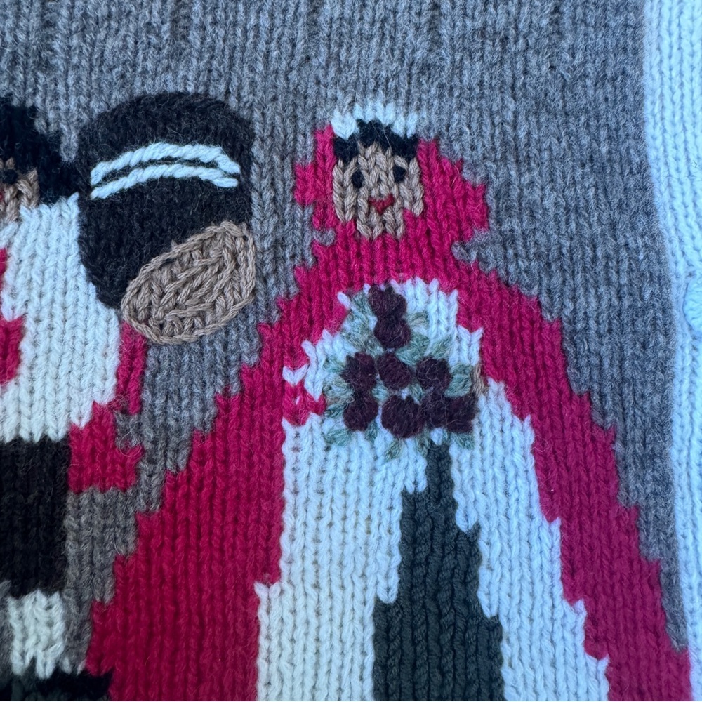 Vintage Folk Art 100% Lambswool Cardigan Sweater Sample New Without Tags L - Picture 7 of 9